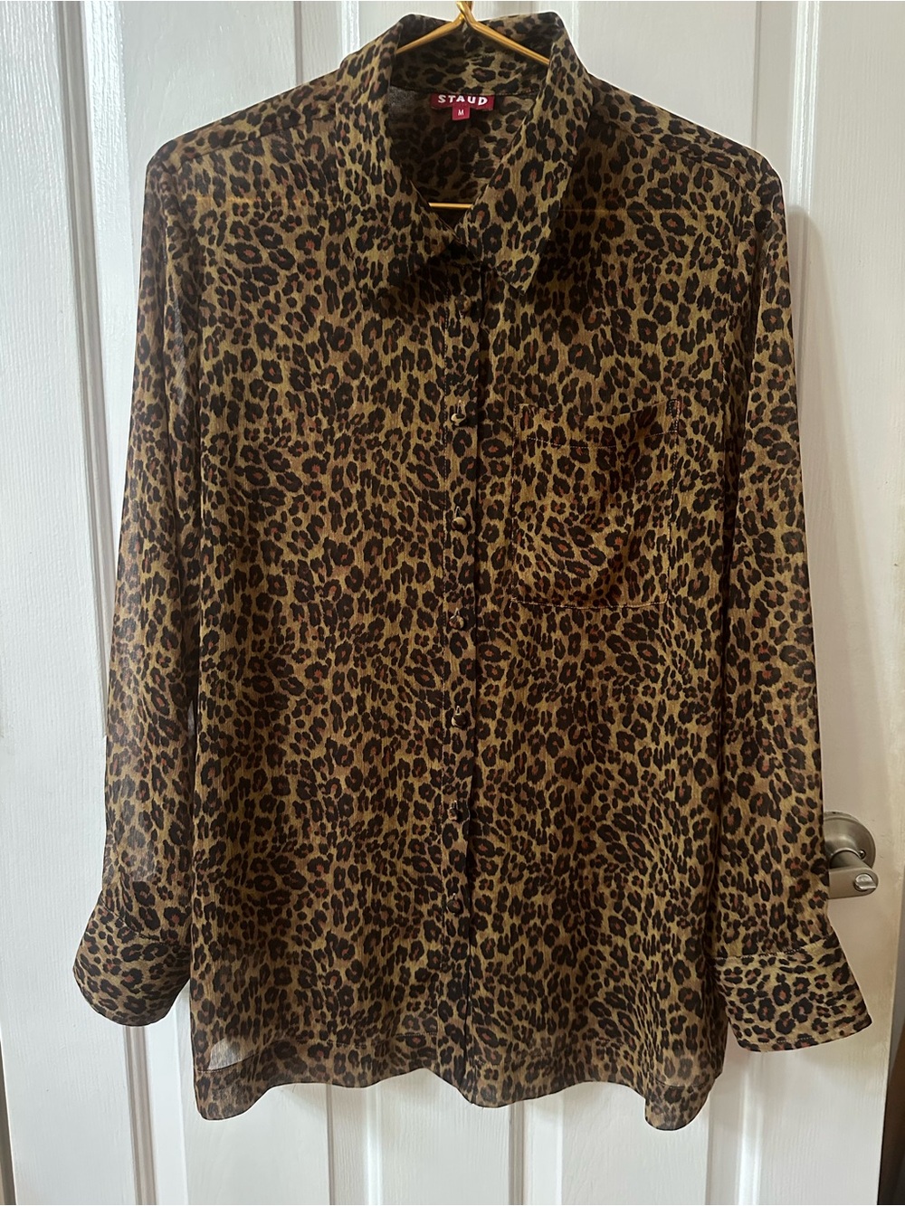 Staud Shear Leopard-Print Button-Up Shirt
